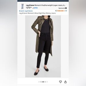 rag & bone Women's High Rise Black Jeans